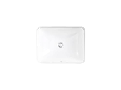 KOHLER 20000-0 Caxton Rectangle Undermount Bathroom Sink with Overflow Drain, 20-1/4" W x 15-11/16" D, White