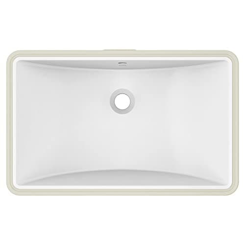Moen White Vitreous China Undermount Sink, 23.625 X 14.75 X 7 Inch Rectangle Bathroom Sink with a High Gloss Porcelain Finish for Vanity Countertop Placement, BGCW10RU1223
