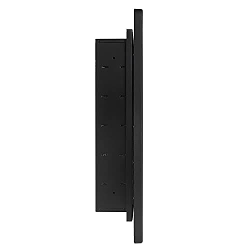 TEHOME Farmhouse Black Metal Framed Recessed Bathroom Medicine Cabinet with Beveled Mirror Rounded Rectangle Bathroom Medicine Cabinet 16x24 inch
