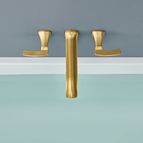 Wall Mount Tub Faucet High Flow Roman Tub Filler Long Spout Reach Brushed Gold Bathtub Faucets with 2 Handles