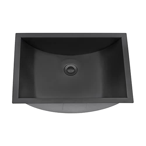Ruvati 18 x 12 inch Gunmetal Black Undermount Bathroom Sink - 16 Gauge Stainless Steel Bathroom Sink with Brushed Finish, Easy-to-Clean Undermount Sinks - RVH6110BL
