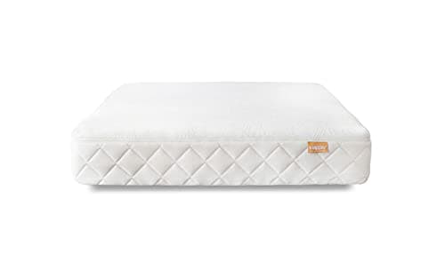 Happsy Organic Hybrid Mattress - Natural Latex Mattress with Encased Coil Layers - Medium Firm, Pressure Relieving - Bed-in-a-Box - King