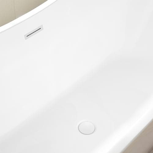 Vanity Art 71" Freestanding Bathtub | Free Standing Tub Stand Alone Tub with Contemporary Design for Soaking and Bathing, Overflow and Pop-up Drain with UPC Certified, Acrylic, VA6517-PW