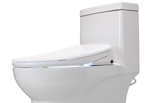 ALPHA BIDET UX Pearl Bidet Toilet Seat in Elongated White | Ultra Low Profile | Endless Warm Water | Arced Stainless Steel Nozzle | LED Nightlight | Dryer | Deodorizer | 3 Year Warranty