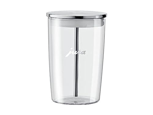 Jura E8 5th Gen Automatic Coffee Machine (Piano Black) Stainless Steel Espresso Machine, Powerful Blending Features Bundle with Glass Milk Container (2 Items)