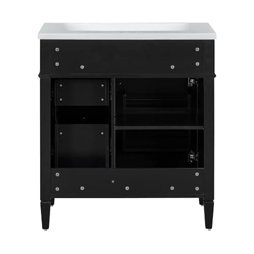Modern 30" Bathroom Vanity with Sink, Bathroom Storage Cabinet with 2 Drawers, 1 Tip-Out Drawer and 1 Door, Freestanding Bathroom Vanities, Soft Closing, Solid Wood Frame