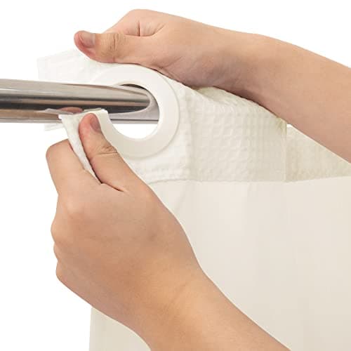 Heavyweight No Hooks Required Dotted Waffle Weave Shower Curtain with Snap in Liner - 71W x 74H,Hotel Grade,Spa Like Bath Curtain,Cream