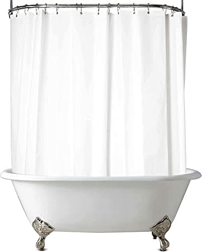Clawfoot Tub Shower Curtain 180x70 Inch White Liner All Warp Around Extra Wide 36 Metal Hooks Vinyl Bath Curtain for Clawfoot Stand Up Tub Bathroom PEVA Waterproof Liner