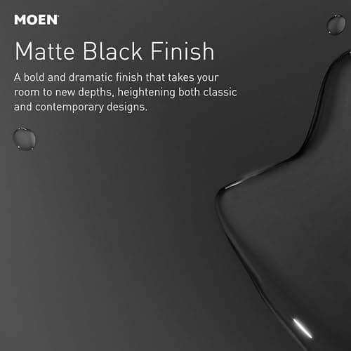 Moen Ronan Matte Black One-Handle Single Hole Modern Bathroom Sink Faucet with Optional Deckplate and Spring Loaded Drain Assembly, 84021BL