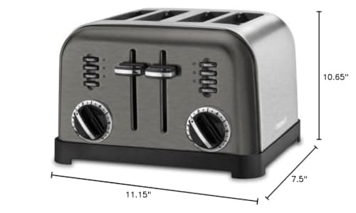 Cuisinart CPT-180BKS Classic 4-Slice Toaster, Black/Stainless Steel