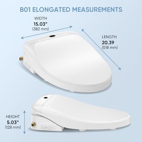 LEIVI Electric Bidet Smart Toilet Seat with Dual Control Mode, Adjustable Warm Water and Air Dryer, Ultra Slim Heated Toilet Seat, Oscillating and Pulsating Spray Wash, LED Nightlight, Elongated