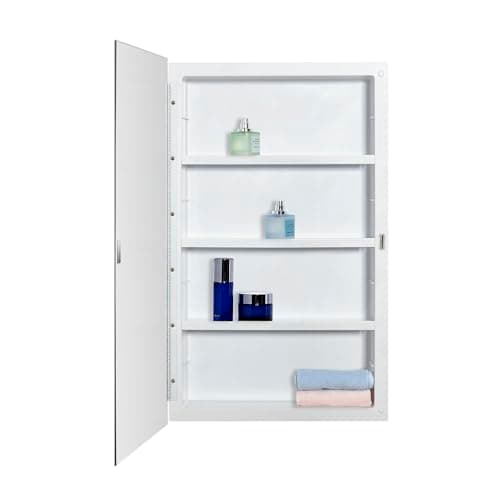 Plastic Medicine Mirror Cabinet for Bathroom 16 x 26 inch, Surface and Recessed Mount