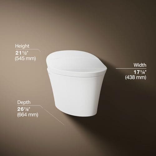 KOHLER 5402-0 Veil Smart Toilet with Auto Open & Close, One-Piece Wall-Hung Elongated Intelligent Bidet Toilet with Heated Seat and Dual-Flush, White