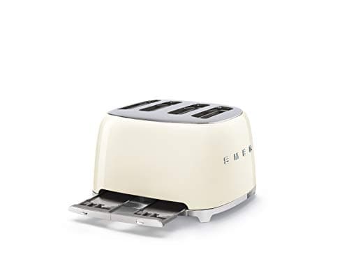 Smeg 50's Style Retro Aesthetic 4 Slice Toaster 6 Presets Extra Wide Slots Cream TSF03CRUS