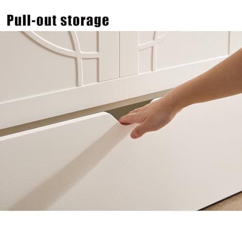 Queen Size Murphy Bed Cabinet with Charging Station & Storage Drawer, Wall-Mounted Tri-Fold Mattress Space Saver for Bedroom, Living Room, Office - White
