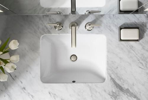 KOHLER 20000-0 Caxton Rectangle Undermount Bathroom Sink with Overflow Drain, 20-1/4" W x 15-11/16" D, White