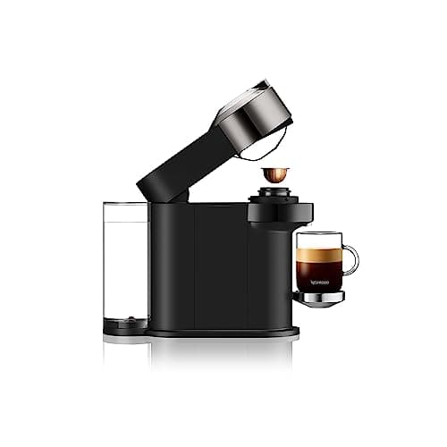 Nespresso Vertuo Next Deluxe Coffee and Espresso Maker, Pure Chrome with Aeroccino Milk Frother,1.1 liter, Black