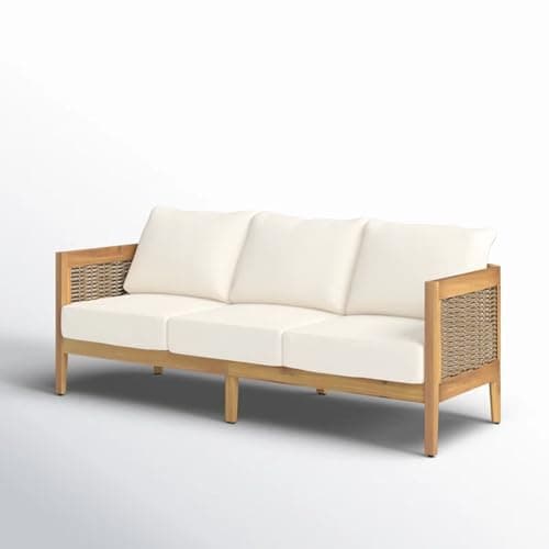 Merax 5-Piece Outdoor Acacia Wood Wicker Conversation Set with 3 Seater Sofa,Loveseat,2 Chairs and Coffetable for Backyard