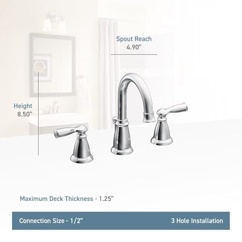 Moen WS84924BRB Banbury Two-Handle High Arc Bathroom Faucet, Mediterranean Bronze
