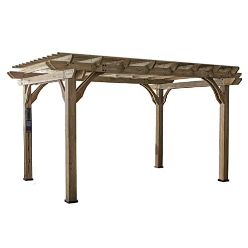 Backyard Discovery Somerville 14' x 10' Cedar Wood Pergola Kit with Trellis Roof, All-Season Durability, High-Wind Rating, PowerPort, Shade for Outdoor Patio, Deck, Garden, and Entertaining