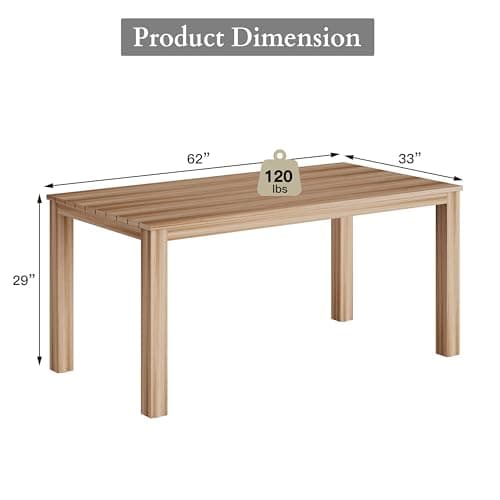 All-Weather Aluminum Outdoor Dining Table, Modern Rectangle Patio Dining Table for Balcony Garden, Brown