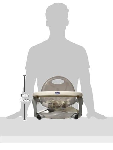 Chicco Pocket Snack Portable Booster Seat for Babies and Toddlers with 3 Height Adjustments, Secure Attachment to Dining Chairs, Easy-to-Clean, for Children up to 50 lbs. | Grey/Grey