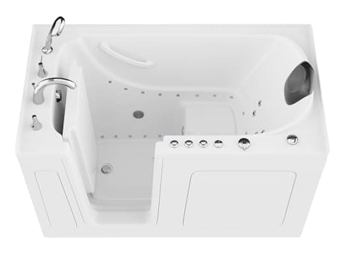 ANZZI Tubs Series Left Drain Quick Fill Walk-In Whirlpool and Air Tub with Powered Fast Drain in White Finish 32 in. x 60 in. | AMZ3260LWD