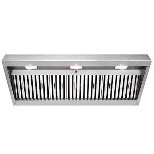 Akicon Range Hood Insert 48 Inch, 1200 CFM Built-in Kitchen Hood with 4 Speeds, Ultra-Quiet Stainless Steel Ducted Vent Hood Insert with Dimmable LED Lights and Dishwasher Safe Filters (Warm White)