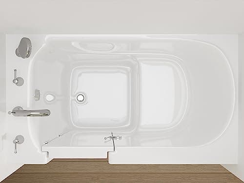 ANZZI Walk In Tub 53'' x 30'' Right Drain Soaking Bathtub in White Walk-In Soaker Tub with Easy Access Safe Grab Bars and Slip-Resistant Material and Quick Fill Faucet