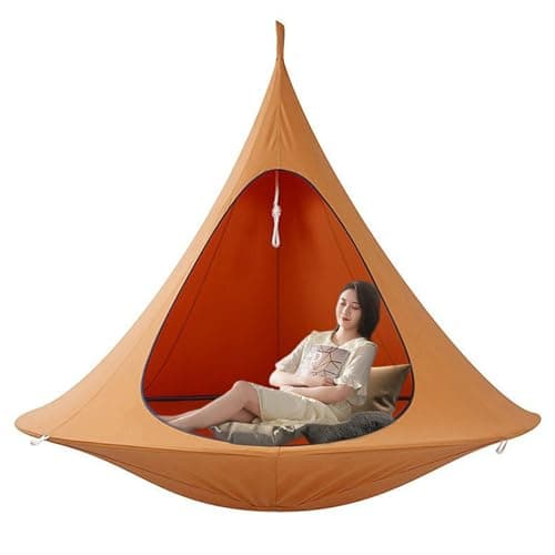 Hanging Cocoon Pod Chair, Indoor Outdoor Hammock Swing, Double Cacoon Hanging Chair - 440lb Capacity Indoor/Outdoor Hammock with 18ft Rope & Carabiner, Heavy-Duty Polyester Canvas (1.5m)