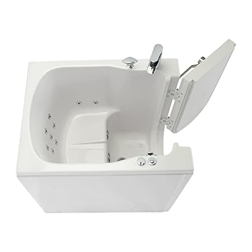 Ella Front Entry 32"x40" Acrylic Hydro Massage Walk-In Bathtub, Right Outward Swing Door, 2 Piece Fast Fill Faucet, 2" Drain