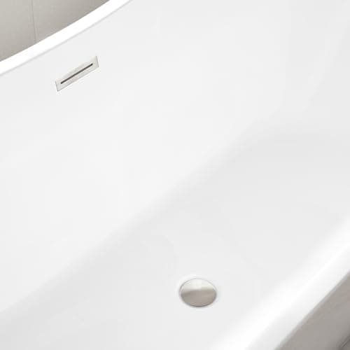 Vanity Art 71" Freestanding Bathtub | Free Standing Tub Stand Alone Tub with Contemporary Design for Soaking and Bathing, Overflow and Pop-up Drain with UPC Certified, Acrylic, VA6517-BN