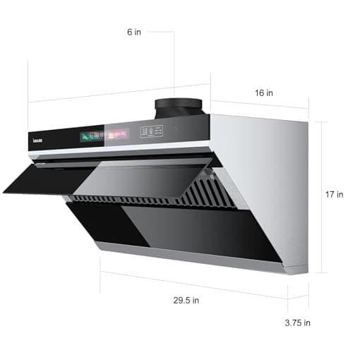 Under Cabinet Range Hood 30 inch, 900 CFM Kitchen Hood with Voice/Gesture/Touch Control,Ducted/Ductless Convertible Stainless Steel Range Hood, 4 Speed Exhaust Fan,Adjustable Lights