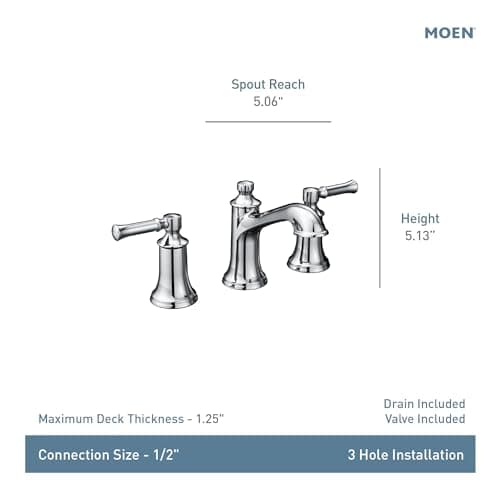 Moen Dartmoor Brushed Nickel Two-Handle High Arc Widespread Bathroom Sink Faucet for 3-Hole Setups with Valve Included, TV6805BN