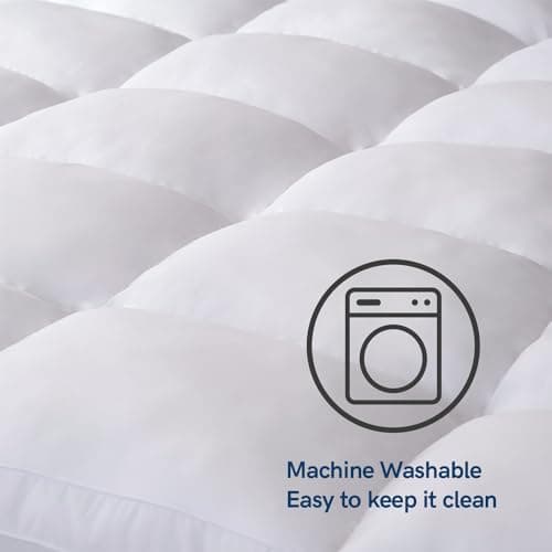 ELEMUSE King Mattress Topper for Back Pain, Extra Thick Mattress Pad Cover, Plush Soft Pillowtop with Elastic Deep Pocket, Overfilled Down Alternative Filling