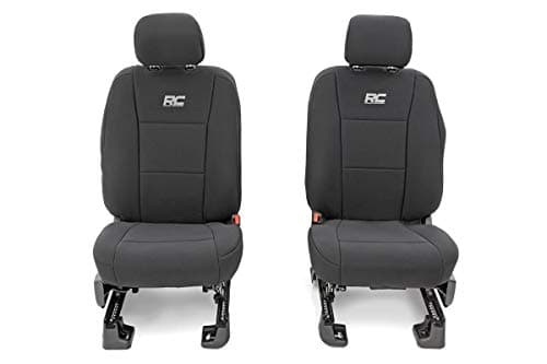 Rough Country Neoprene Seat Covers for Ford F-150 (2015-25), Lightning (2022-24), SuperDuty (2017-25) Crew Cab w/No Rear Arm Rest - Waterproof & UV Resistant, Foam Padded, Front & Rear Set