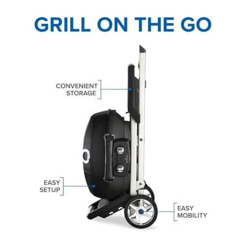 Napoleon TravelQ PRO285X Portable Propane Gas Grill with Foldable Scissor Cart, Black, 2 Burners, Tailgating, Camping, and Small Outdoor Spaces