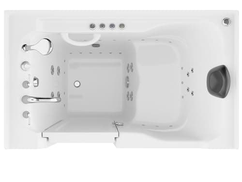 ANZZI Tubs Series Left Drain Quick Fill Walk-in Whirlpool and Air Tub with Powered Fast Drain in White Finish 36 in. x 60 in. | AMZ3660LWD