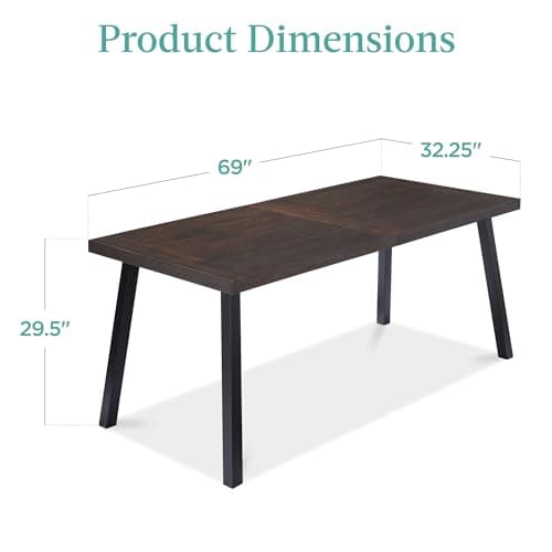 Best Choice Products 6-Person Indoor Outdoor Acacia Wood Dining Table, Picnic Table w/Powder-Coated Steel, 350 Pound Capacity Legs - Espresso