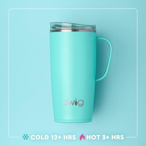 Swig Life 22oz Travel Mug, Insulated Tumbler with Handle and Lid, Travel Coffee Mug, Cup Holder Friendly, Stainless Steel 22 oz Tumbler, Reusable Insulated with Lid (South Carolina)