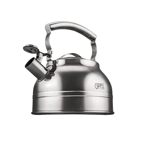 Whistling Tea Kettle Stovetop - Food Grade Stainless Steel Teapot for Stove Top with Ergonomic Handle for Gas, Induction, Electric Stovetops 2.3 Quart