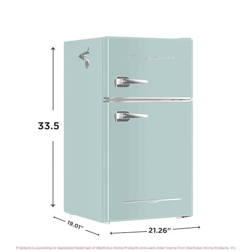 Frigidaire EFR840 Retro Mini Fridge with Freezer & Side Bottle Opener - Small 2 Door Refrigerator for Office Bar or College Dorm Room - 3.2 Cu Ft, Mint