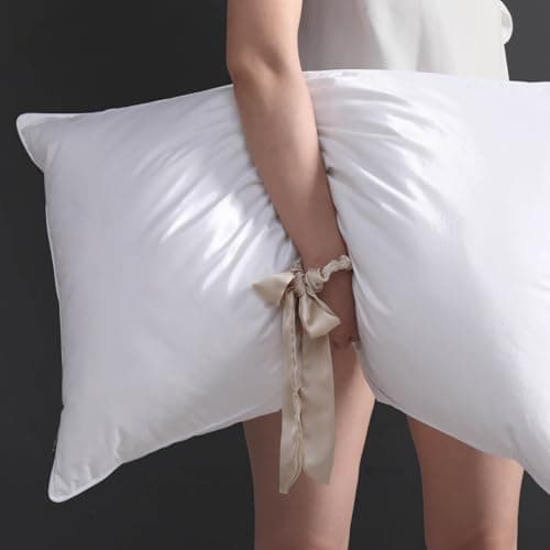 Luxury Feather Down Pillow King Size Set of 2 Pack, 100% Cotton Hotel Collection Bed Pillows for Sleeping, Down Surrounded Soft Medium Firm Pillows for Side Back Stomach Sleepers 20" x 36"