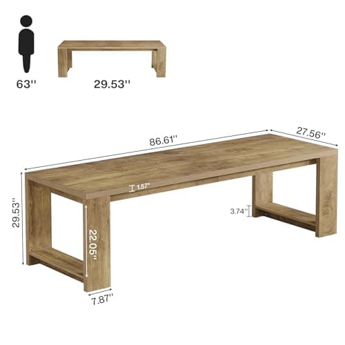 Tribesigns Two Person Desk, 86.6 Inches Extra Long Desk, Double Computer Writing Table, Wood Large Desks Workstation for Home Office, Natural Oak