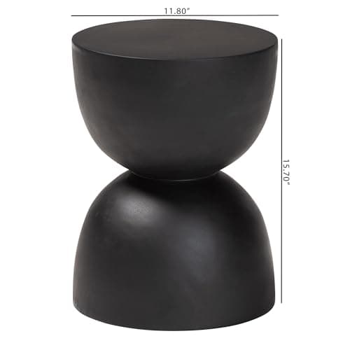 Bali & pari Nomiki Solid Suar Wood Side Table - Hand-Carved Sculptural End Table with Hourglass Design, Modern Boho Style for Living Room or Bedroom