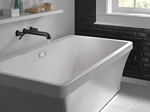 DELTA Faucet Contemporary Wall-Mounted Tub Filler - T5759-BLWL - Modern Bathroom Tub Faucet & Handles - Sleek Bathroom Fixtures - Matte Black (Valve Sold Separately)