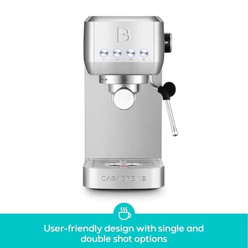 CASABREWS 3700 Essential Espresso Machine 20 Bar, Stainless Steel Cappuccino & Latte Machine with Steam Frother for Home, 43.9oz Water Tank, Silver
