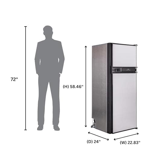 12V/DC Refrigerator Freezer 10cf Stainless for RV Boat Off-Grid 2 Doors