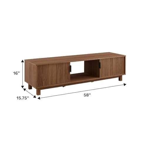 Walker Edison Arundo Fluted TV Stand for TVs up to 65 Inches, 58" TV Stand, Mocha