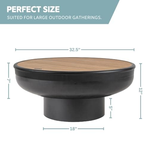 32 Inch Round Fire Pit Table with Fire Pit Grill, Extra Thick, Heavy Duty Fire Bowl, Deep Outdoor Firepit, Wood Burning Firepits for Outside Patio, Backyard Fire Pits, Large BBQ Pit